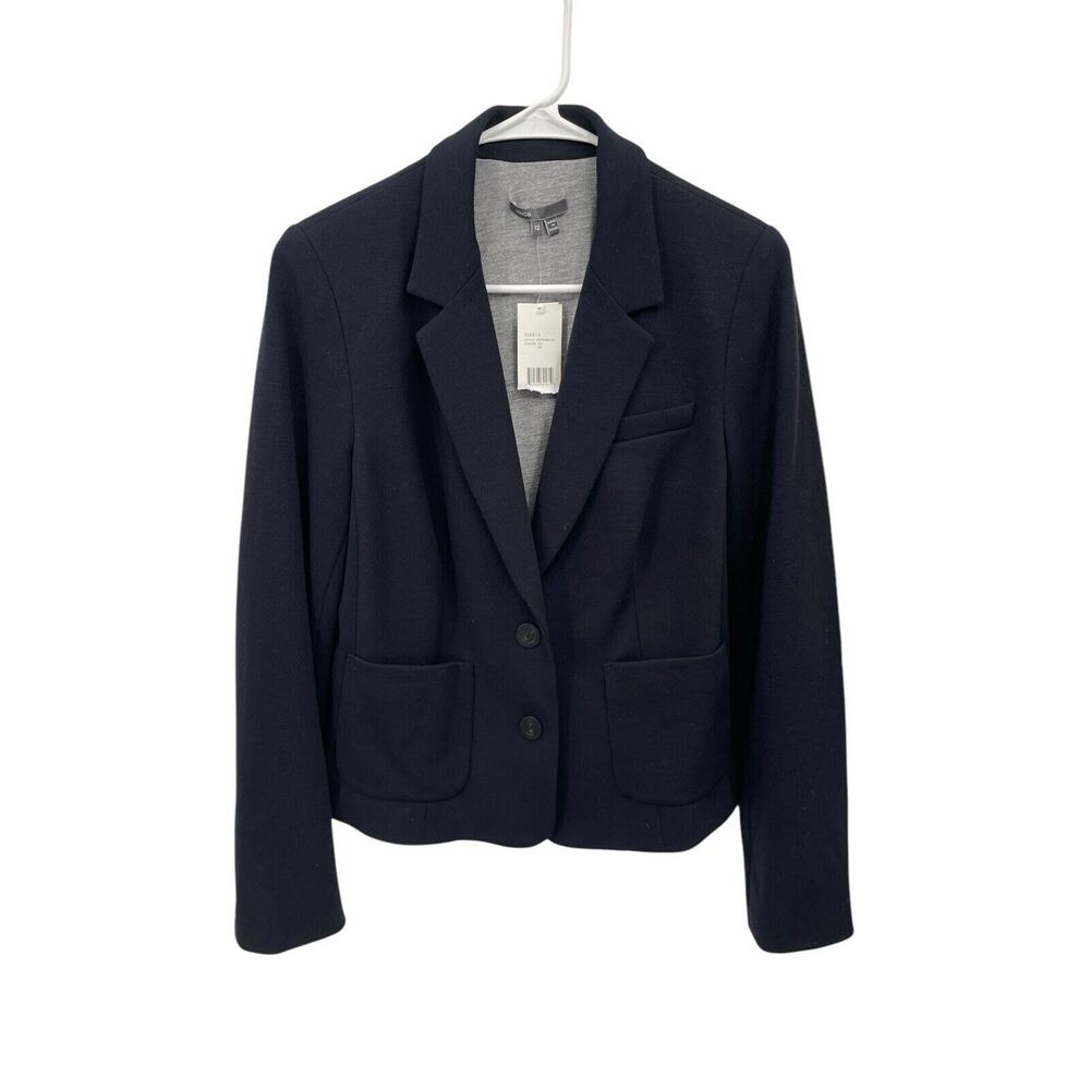 NWT Vince Shrunken Blazer In Coastal Blue Wool Blend 2 Button Size 12